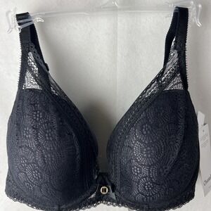 Chantelle Bra Size 32DDD F Festivite Lace Plunge 3682 Underwire Black D34